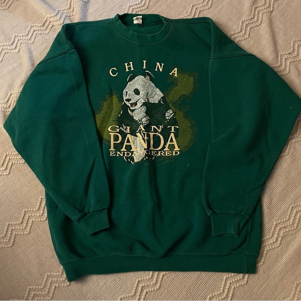 Vintage Giant Endangered Panda Sweatshirt Crewneck Pullover Large